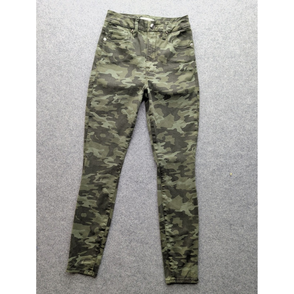 Good American Jeans Women's Size 4 Good Waist Skinny  Camo  Green
